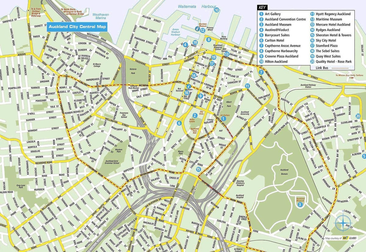 карта Каралева вуліца Окленд
