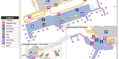 Окленд тэрмінал ўнутраных рэйсаў карце